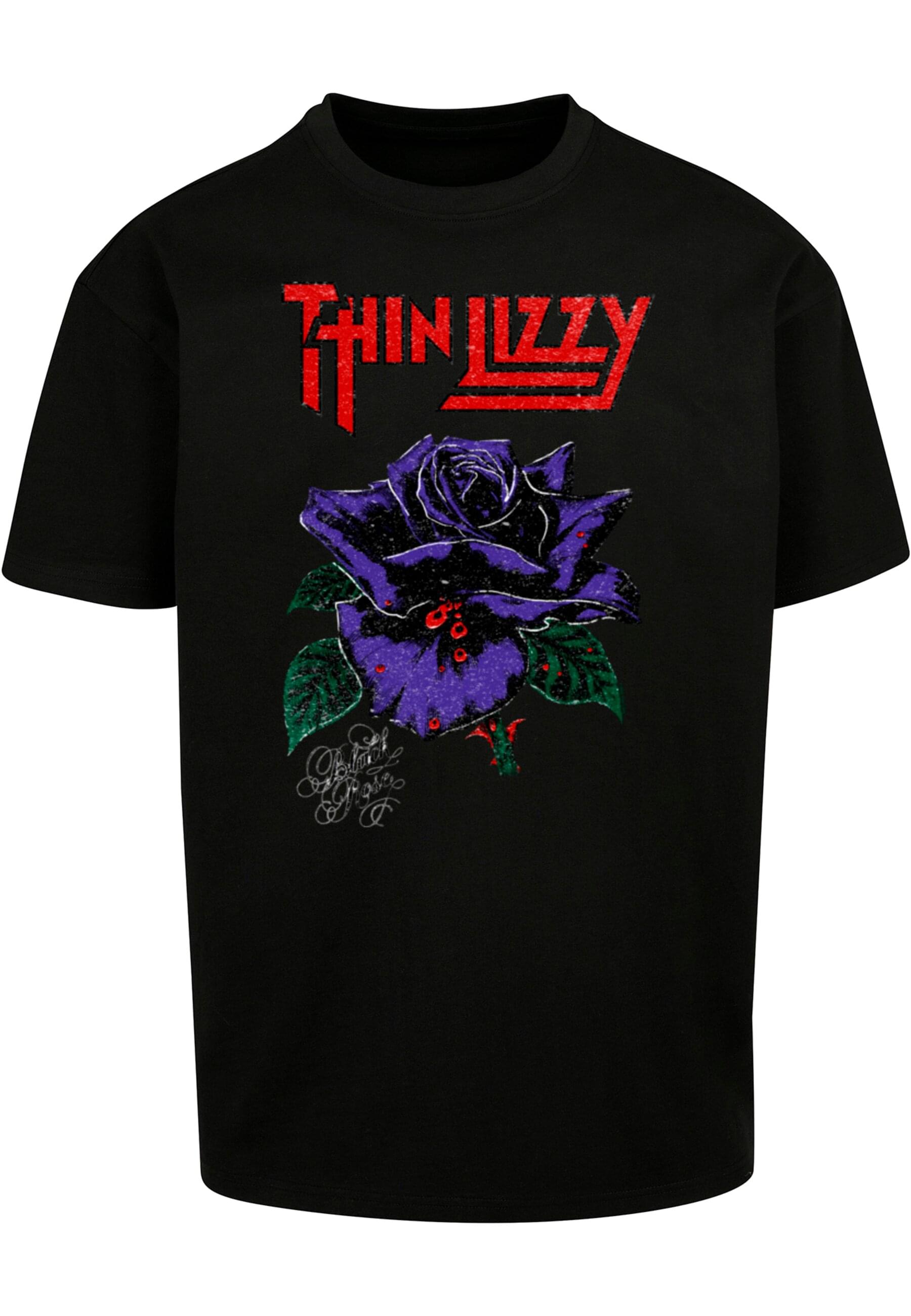 T-Shirt MERCHCODE "Merchcode Herren Thin Lizzy - Rose Color Heavy Oversize Tee", Herren, Gr. 4XL, schwarz, 100% Baumwolle, bedruckt, oversize, Rundhals, Shirts Image