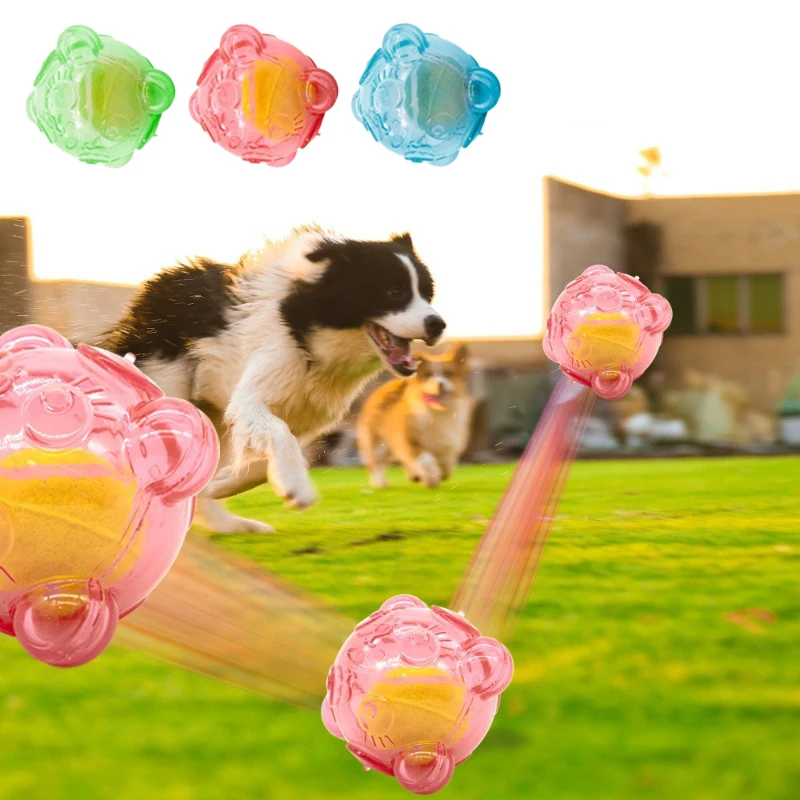 Haustier Hund Spielzeug Hund Quietschendes Interaktives Spielzeug Hund Tennis Ball Bär Kopf Biss Beständig Schleifen Zähne Squeeze Vocal Ball Haustier Kauen Spielzeug Image