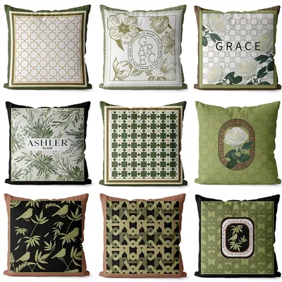 Neue nordische Retro grün geometrische Kissen bezug American French Light Luxus Home Sofa Nachttisch Image