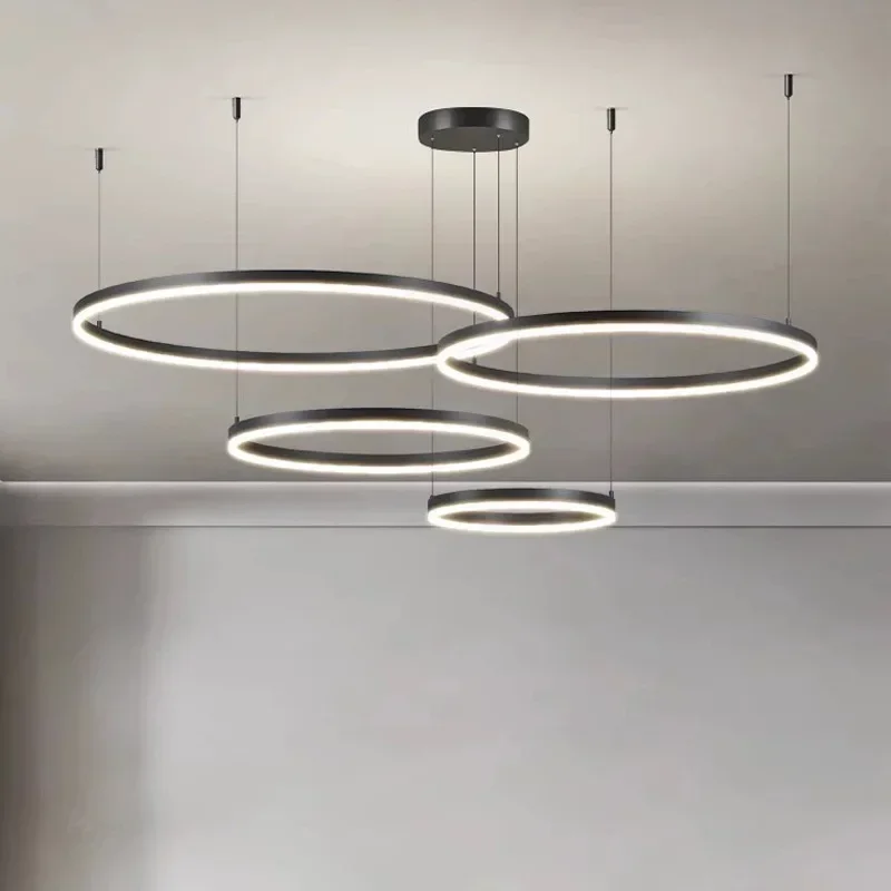 Moderne Gold Schwarz Rahmen Ringe Decke Kronleuchter für Wohnzimmer Esszimmer Led Kronleuchter Hängen Lampe Zimmer Dekor
