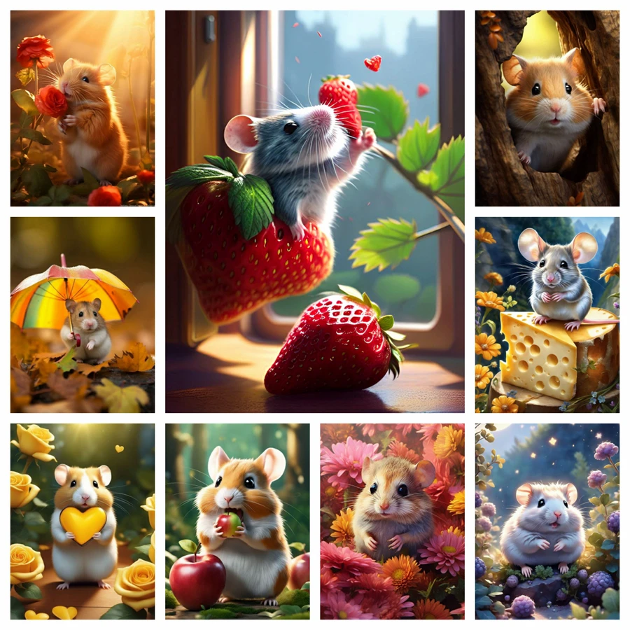 Hamster 5d Diamant Malerei niedlichen Maus Mosaik Cartoon Tier Kreuz stich Kit handgemachte Handwerk Strass Wohnkultur Geschenk Kinder Image