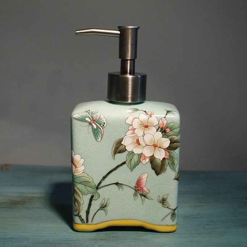 Bouteille de lotion en céramique, bouteille à pression, distributeur de savon, salle de bains, hôtel, shampoing, gel de bain, huile essentielle, accessoires de salle de bains en bouteille