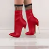 Rot matt Mitte Wade spitzen Zehen Stiefel dünne High Heel Niet modisch sexy 2024 Winter große Frau Schuhe Zapatillas Mujer