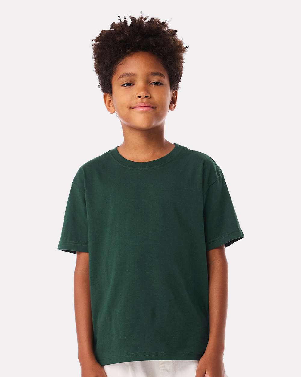 Bella + Canvas 3010Y Youth 6-Ounce Heavyweight Top in Forest Green size XL | airlume combed ringspun cotton