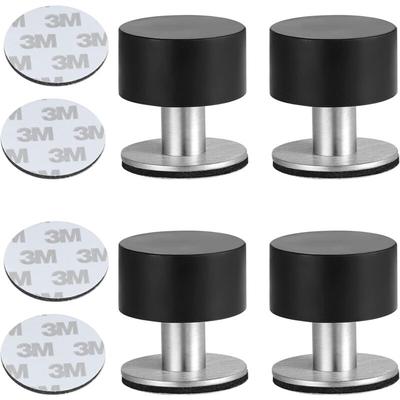 Aougo - 4 Stück selbstklebende Türstopper aus Edelstahl, Türstopper mit stoßfestem Gummi für Wand Image