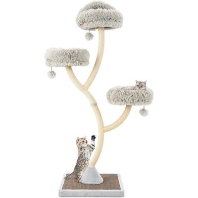COSTWAY Kratzbaum, 178 cm Katzenbaum mit Sisal-Kratzsäulen, 3 warmen Liegeflächen & Plüschbälle, Image