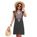 Valentinstag Damen Normal Minikleid Boho Chic Kleider A Linie Kleid Boho-Kleid Böhmen Stilvoll Klassisch Kappe Kalte Schulter Urlaub Party Täglich Formschluss Geometrisch Glatt Ärmellos V Ausschnitt