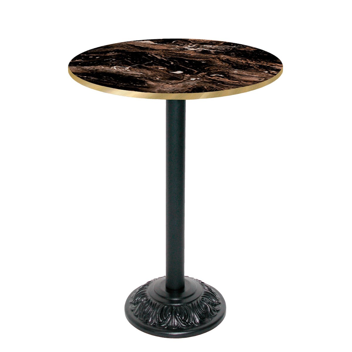 Restootab Stehtisch Bistrot-Stil Ø70cm - Modell Berbre Capuccino - messingfarbenen Kanten Image