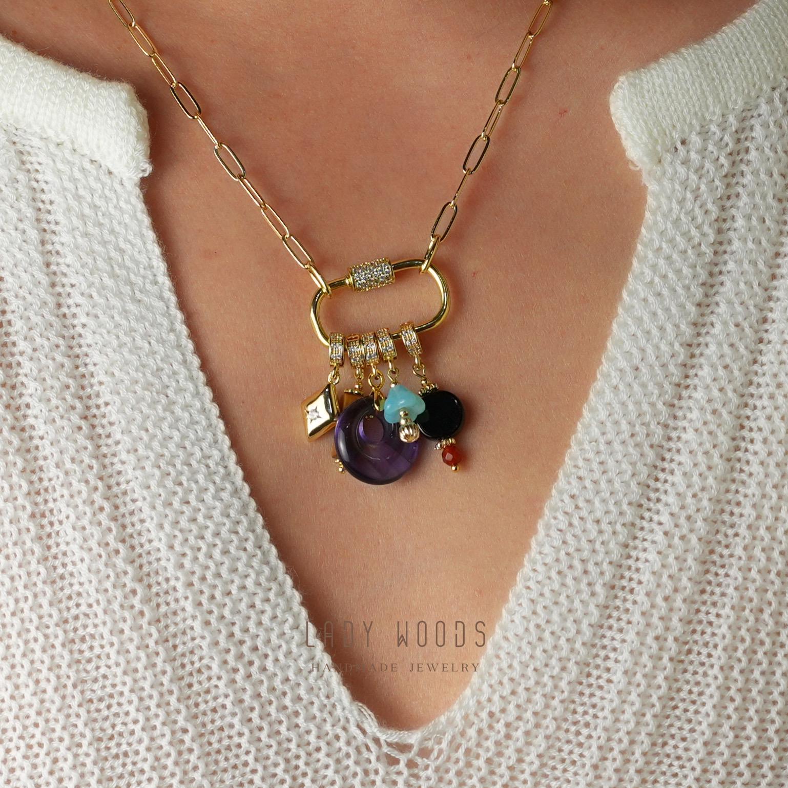 Crea la tua collana con ciondolo personalizzata - Crea il tuo ciondolo - Collana con ciondolo in oro - Gioielli con ciondolo in cristallo - Collana pe