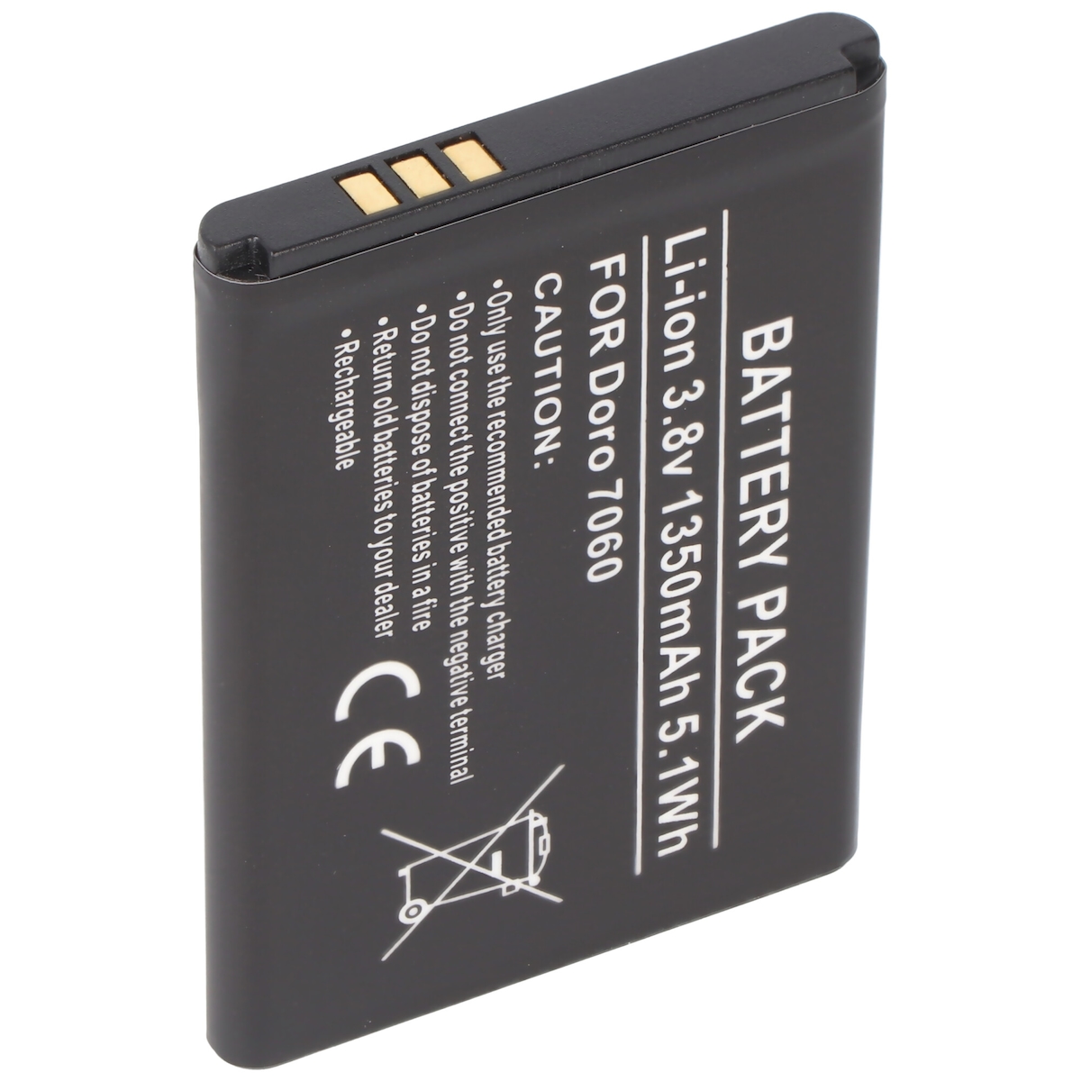 AccuCell Akku passend für Doro 7060, DBS-1350A Li-ion, 3,8V, 1350mAh, 5,1Wh, ca. 53 x 38,5 x 5,6mm Image
