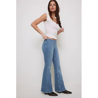 We The Free Keira Pull-On Flare Jeans at Free People in Out Of Sight, Size: 27