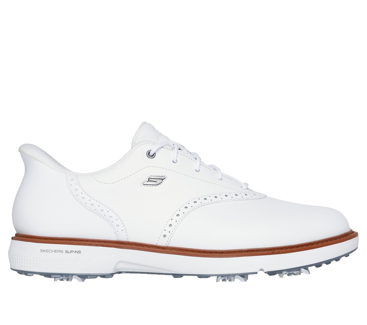 Skechers Men's Slip-ins Waterproof: GO GOLF Prestige Shoes | Size 10.0 Extra Wide | White | Leather/Synthetic/Textile | Arch Fit