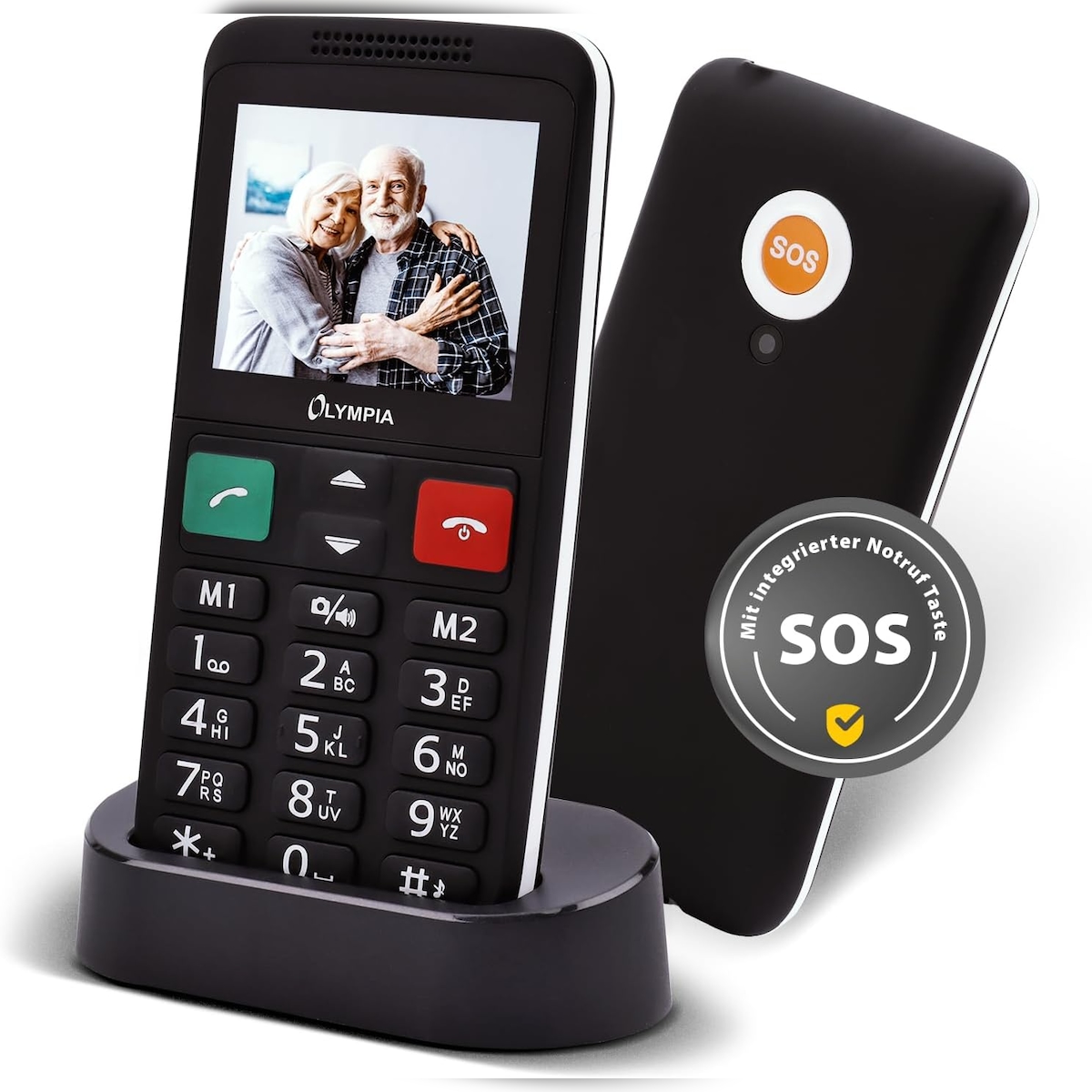 Komfort-Mobiltelefon LUX Großtasten 2,4` Farbdisplay SOS-Taste Dual-SIM Kamera Bluetooth FM-Radio Ladeschale maximale Benutzerfreundlichkeit Image