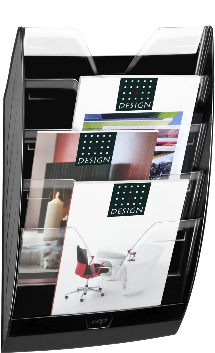 Wandprospekthalter Reception 5 Fächer schwarz/glasklar Image