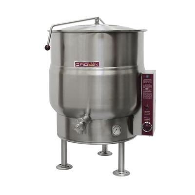 Crown Steam EL-20 20 gal. Steam Kettle - Stationary, 2/3 Jacket, 208v/3ph, Stainless Steel