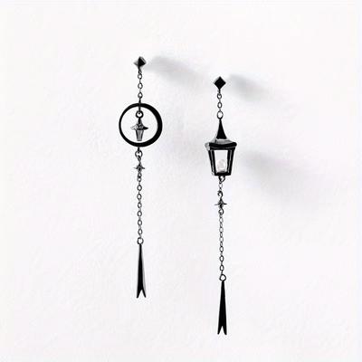 TEMU Timetorch Vintage-inspired Dangle Earrings - S925 Sterling Silvery, Asymmetrical Ab Design With Charm & Star Motif, Or Gift, Everyday Earrings|vintageinspired Earrings|sterling Silvery Earrings Image