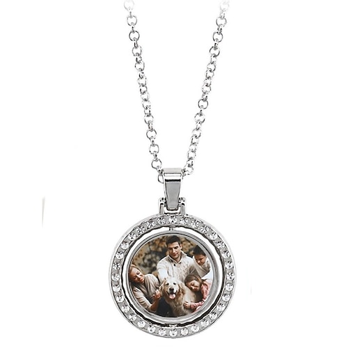 Cadeau de mariage personnalisé meilleur cadeau pour maman – collier tournant photo personnalisé pendentif en argent double face parfait cadeau de mariage pour amoureux renforce les relations moment