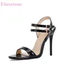 Brandneue elegante schwarze rote Damen-Slingback-Sandalen, sexy 4-Zoll-High-Heels, Bürodame, nackte Schuhe, große kleine Größe, 32, 43, 45, 48