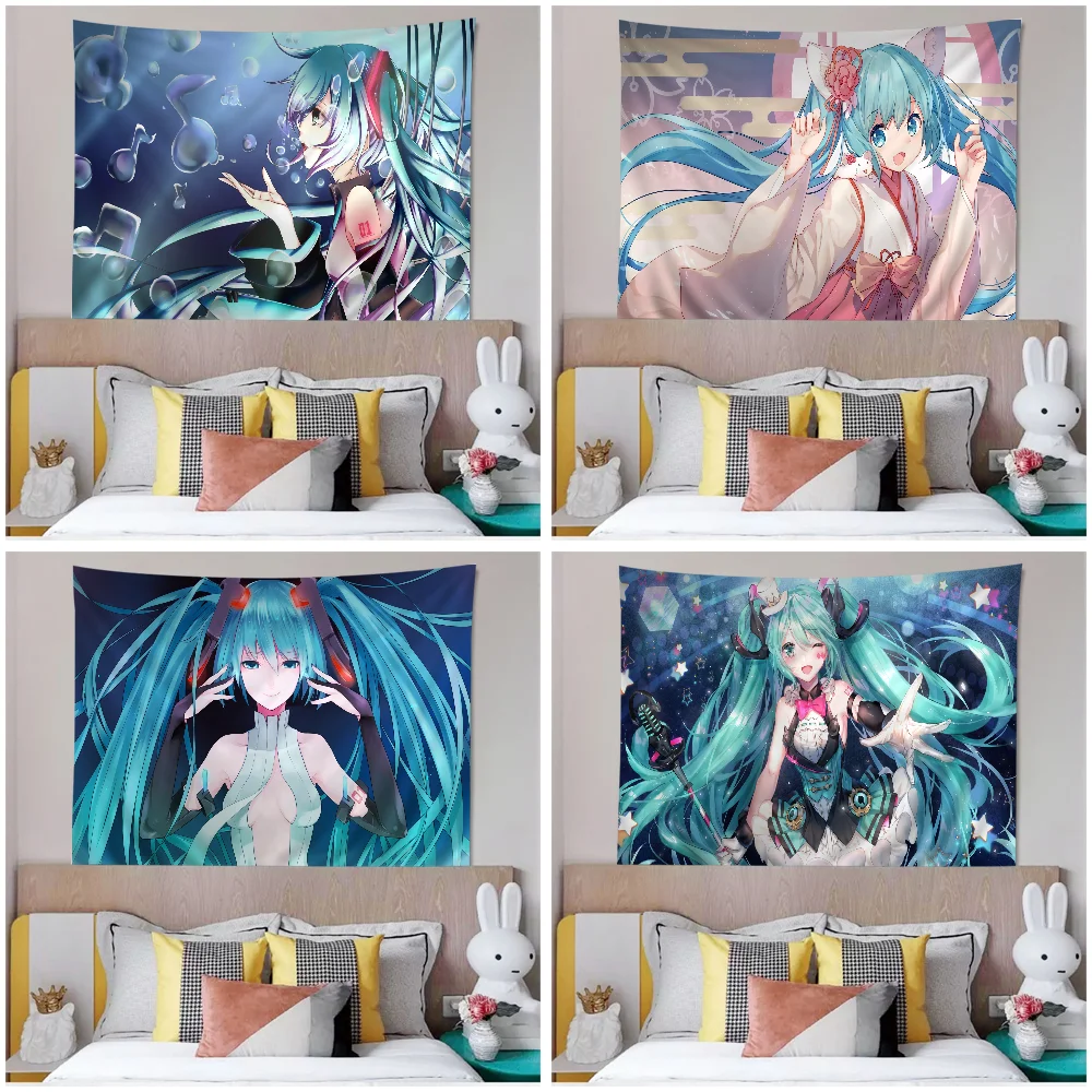 Anime H-Hatsunes M-MikU Hängender böhmischer Wandteppich, indischer Buddha, Dekoration, Hexerei, böhmischer Hippie, günstiger Hippie-Wandbehang