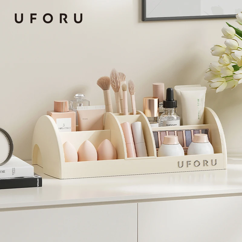 UFORU Kosmetik-Aufbewahrungsbox für Zuhause, Schminktisch, Desktop, großes Fassungsvermögen, multifunktionales Fachregal für Hautpflegeprodukte