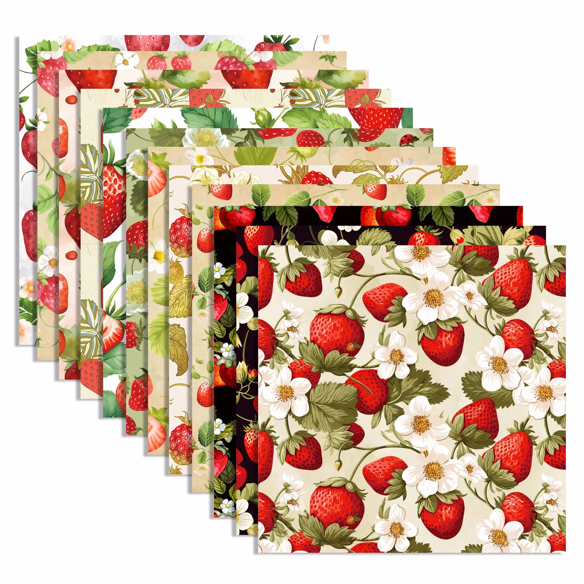24 Stück Erdbeer-Scrapbook-Papier, Party-Geschenke, dekorative Verpackung, Bastelpapier, 30 x 30 cm Image