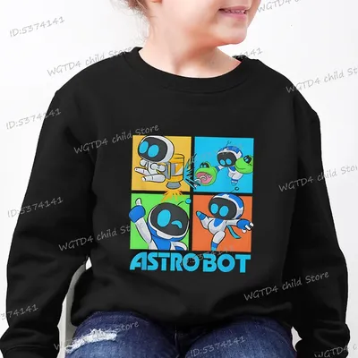 New Children's Astro Bot Sweatshirts Funny Cartoon Printed Astros Playroom Game Robot Clothing Long