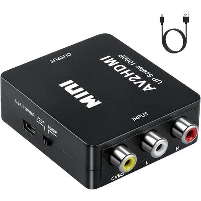 Linghhang - RCA-zu-HDMI-Adapter, AV-zu-HDMI-Audio- und Videokonverter, unterstützt 1080P mit Image