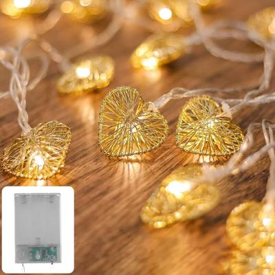 Beijiyi - Lichtergirlande – 3 m Batterie, 20 warmweiße Herzen – LED-Herzdekoration für Image