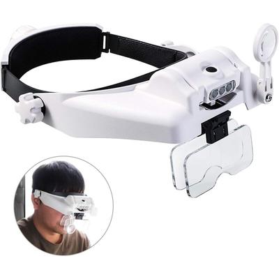 Beleuchtete Kopflupe mit abnehmbaren LEDs, Lesekopflupen, Visier, Casque de visière, Lupe für