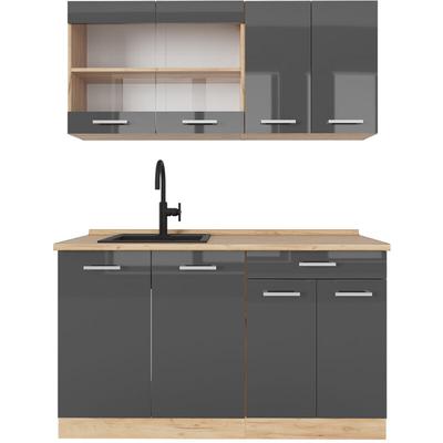 Singleküche R-Line, Anthrazit Hochglanz/Goldkraft Eiche, 140 cm ohne Arbeitsplatte Vicco Image