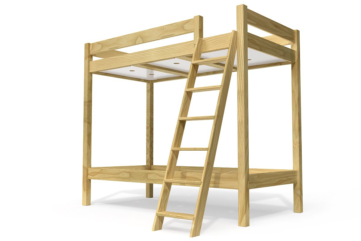 Lit superposé 2 places 90x190 échelle inclinée bois ABC - Miel