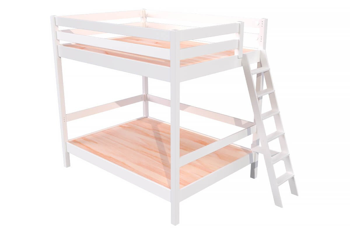 Lit double superposé Sylvia 160x200 avec échelle - Blanc