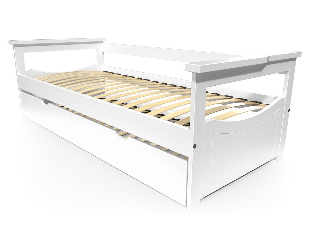 Lit Gigogne 90x190 Topaze Pin massif - Blanc