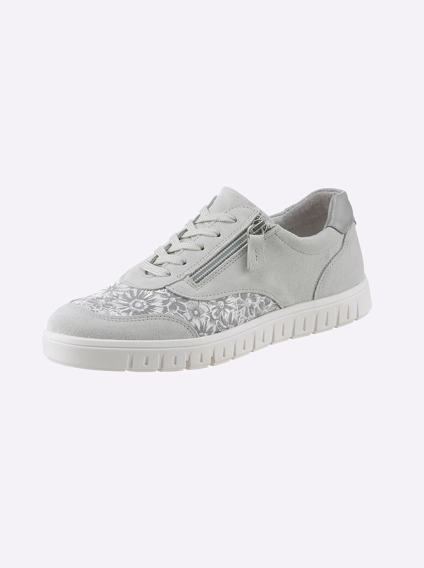 Sneaker CASUAL LOOKS, Damen, Gr. 39, grau (steingrau), Glattleder, Textil, Veloursleder, Schuhe Sneaker