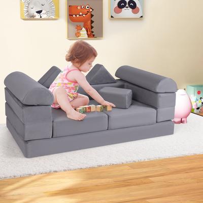 9-Piece Soft Climb and Crawl Foam Playset with Breathable Suede Fabric for Kids - 51 x 26 x 20.5 inch (L x W x H)