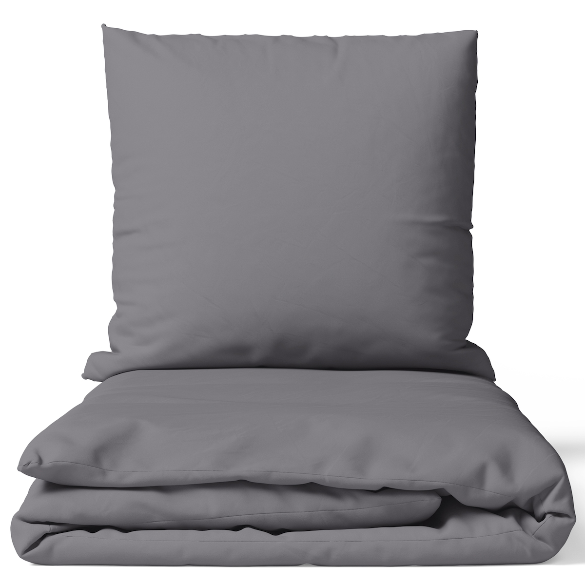 NYVI Bettwäsche Set DreamScience Mikrofaser Uni - Atmungsaktiv & Weich - Mit Reißverschluss 200x200 + 2x 80x80 cm grau Image