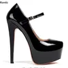 Rontic Handgemachte Frauen Plattform Pumpen Patent Leder Sexy Stiletto Heels Runde Kappe Herrliche Rote Partei Schuhe Damen UNS Größe 5-20