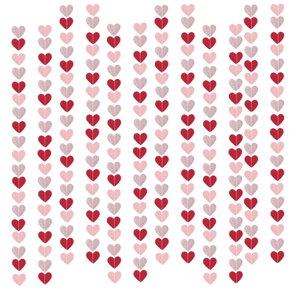 4 m rot rosa Herz Liebe Form Schnur Valentinstag Dekoration Girlande Hochzeitstag Zuhause Wandbehang Papier Streamer Image