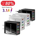 Caricatore USB 4 porte USB Quick Charge 3.0 Spina UE USA Caricatore per telefono cellulare Adattatore da muro Ricarica rapida portatile per iPhone Xiaomi 14