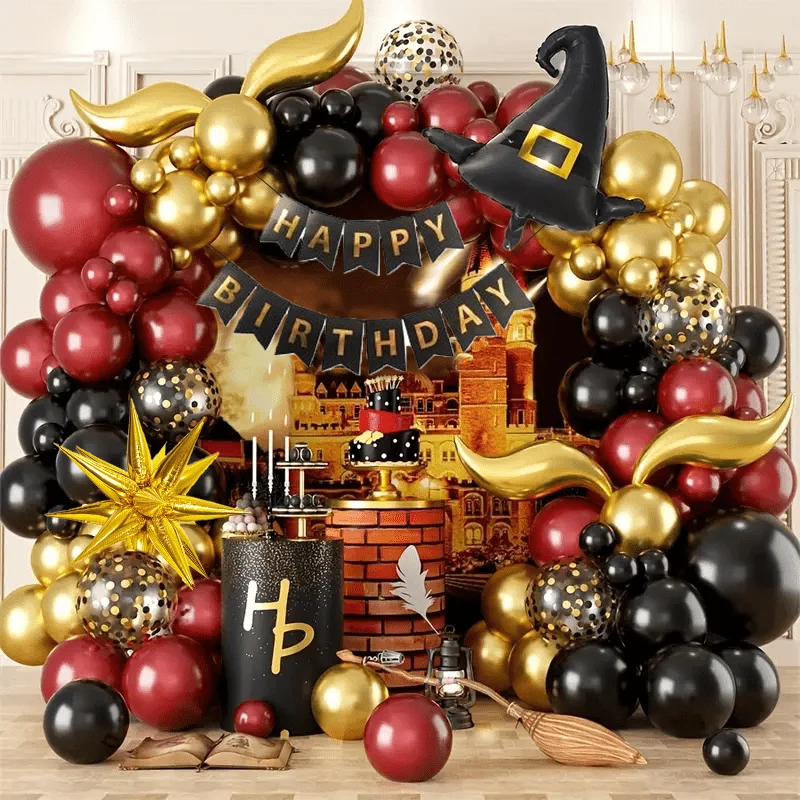 119 Stück Ballon-Girlanden-Bogen-Set mit magischem Schulthema, geeignet für Geburtstagsfeier-Dekoration, Abschlussfeier-Dekoration mit magischem Thema Image