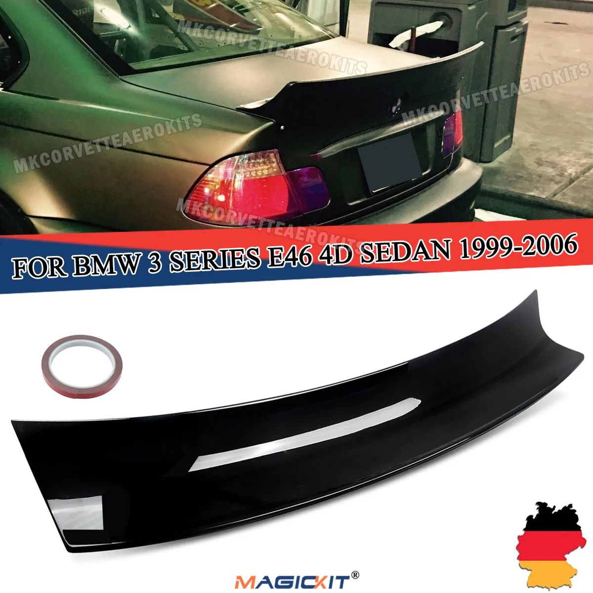 Magickit Heck koffer Kofferraum Enten schwanz Spoiler Flügel deckel Lippe passt BMW 3er E46 4-türige Limousine Image