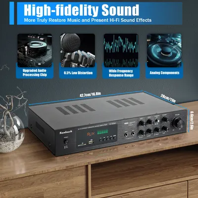 HiFi Bluetooth 600W Stereo Audio Verstärker Stereo Bluetooth Power Verstärker Home Audio USB Stereo Image