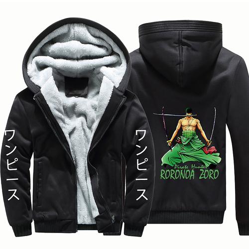 One Piece Monkey D. Luffy Hoodie Outerwear Sherpa Jacket Anime Graphic For Couple's Men's Women's Adults' Masquerade Hot Stamping Casual Daily