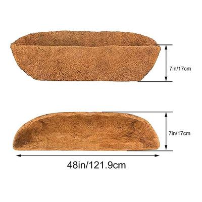 Coco Liner Trough Coco Liner for Planters, 24/30/36/48 inch Half Moon Shape Trough Coco Coir Coconut Fiber Replacement Liner for Window Box, Wall Trough Planter