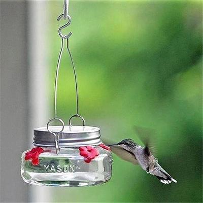 Hummingbird Feeder Four Flowers Mason Jar Bird Feeder Hummingbird Bird Feeder 10x10x6.5cm