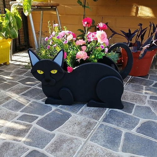 Pflanzgefäße für den Garten, niedlicher Hund, Katze, Tierform, Cartoon-Blumenübertopf, Sukkulenten-Pflanzgefäß für lebende oder künstliche Pflanzen für den Balkon zu Hause, Gartendekoration Image