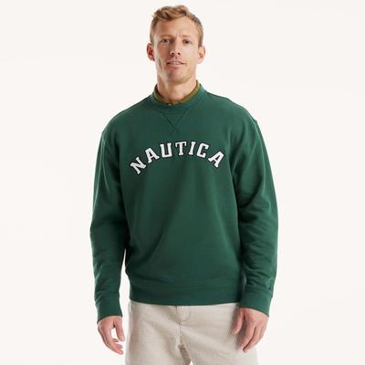 Nautica Men's Deck Fleece Crewneck Sweatshirt Rain Forest Green, XXL