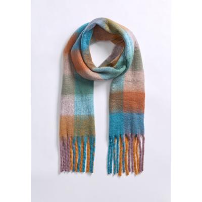 Women's Checkered Fringe Scarf by ELOQUII in Multi (Size NO SIZE)