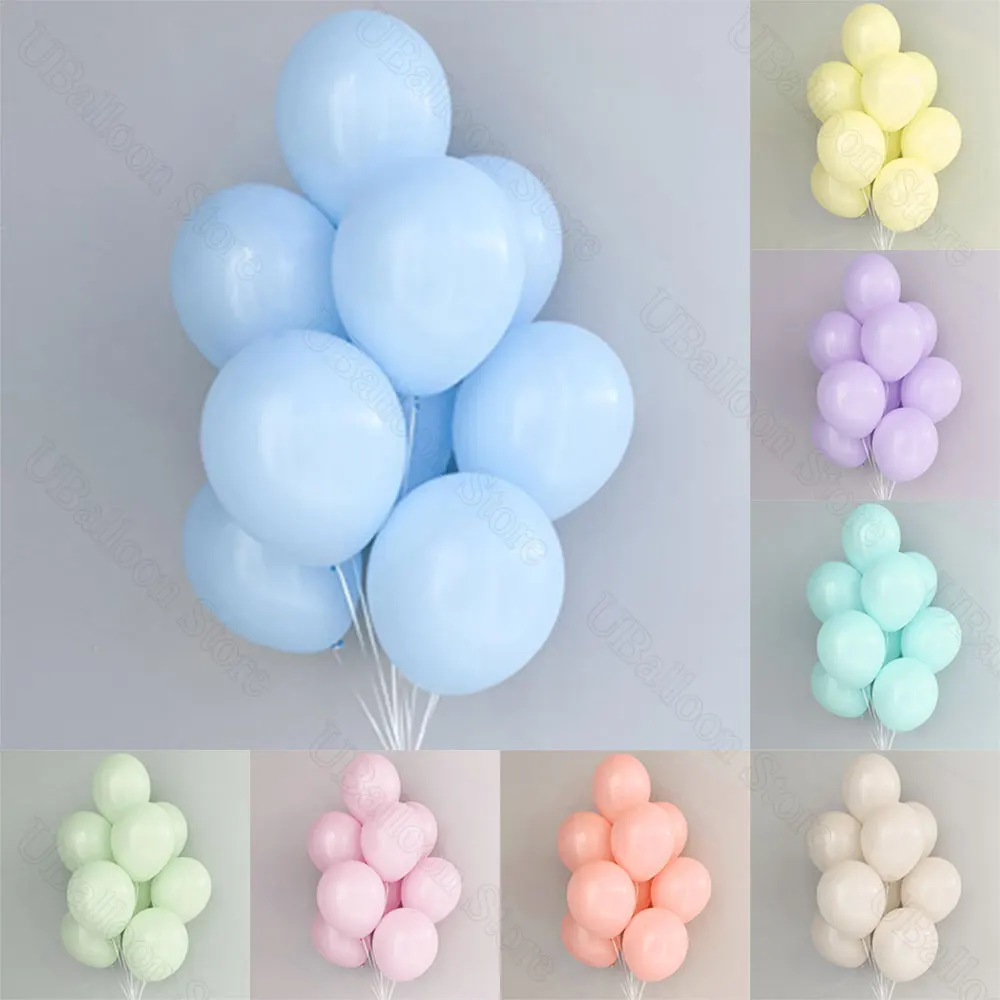 5/12 Zoll Macaron Latex Ballons Maca Candy Pastell Bunt Grün Rosa Lila Blau Luft Helium Ballon für Geburtstag Hochzeit Party Image