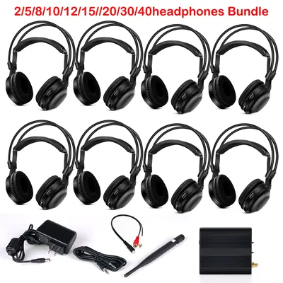 Silent Disco Kabelloses Kopfhörerpaket für Silent Partys, Konferenzveranstaltungen, Ultra-Low-Bass-Klangqualität und 500-m-Sender Image